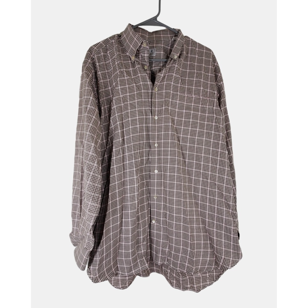 Peter Millar Shirt Mens Beige Pink Plaid Button Down Long Sleeve Size‎ L